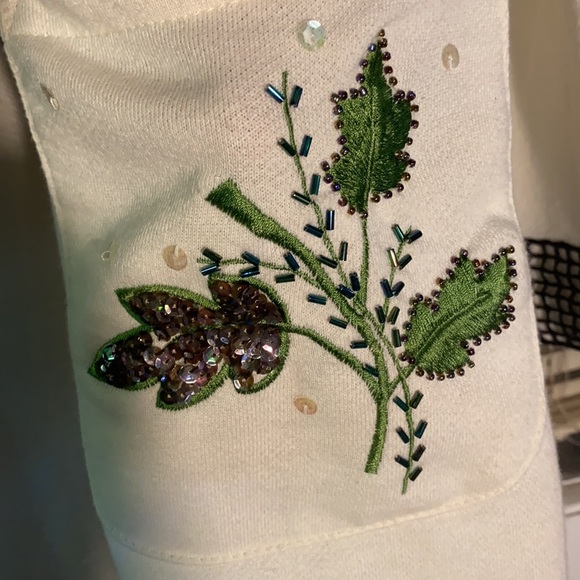 Lacy After Noon Sequined Embroidered Sweater XL - Picture 3 of 7